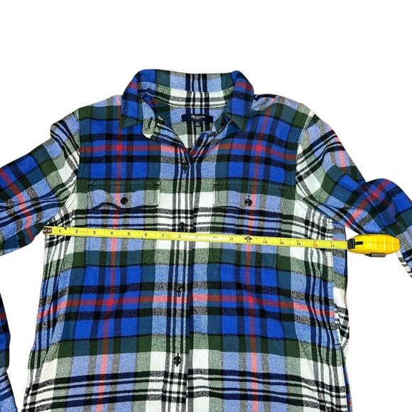 Madewell Flannel Button Down | Blue-Green Plaid | Size XS - Picture 4 of 4